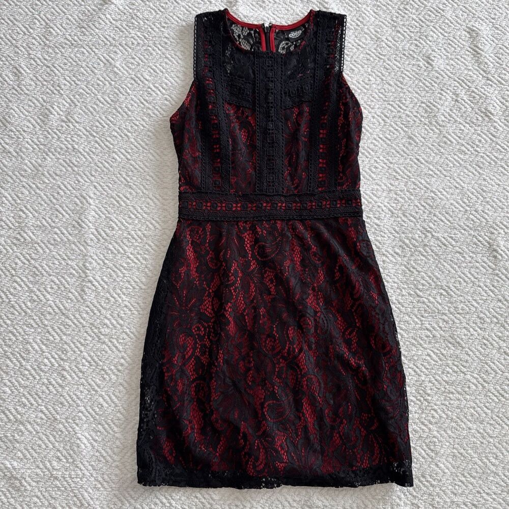 NWT Coco Women’s Sz S Disney Pixar Blood Red Black Lace Overlay Fit Flare Dress
